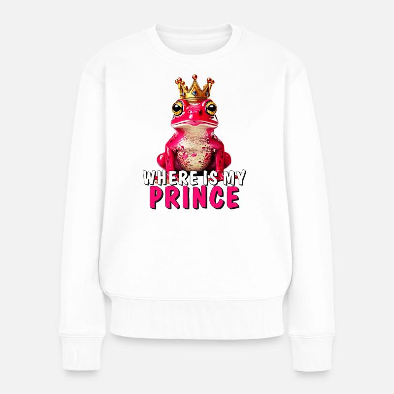 GRENOUILLE Où est mon Prince - Pull Premium bio Femme - blanc