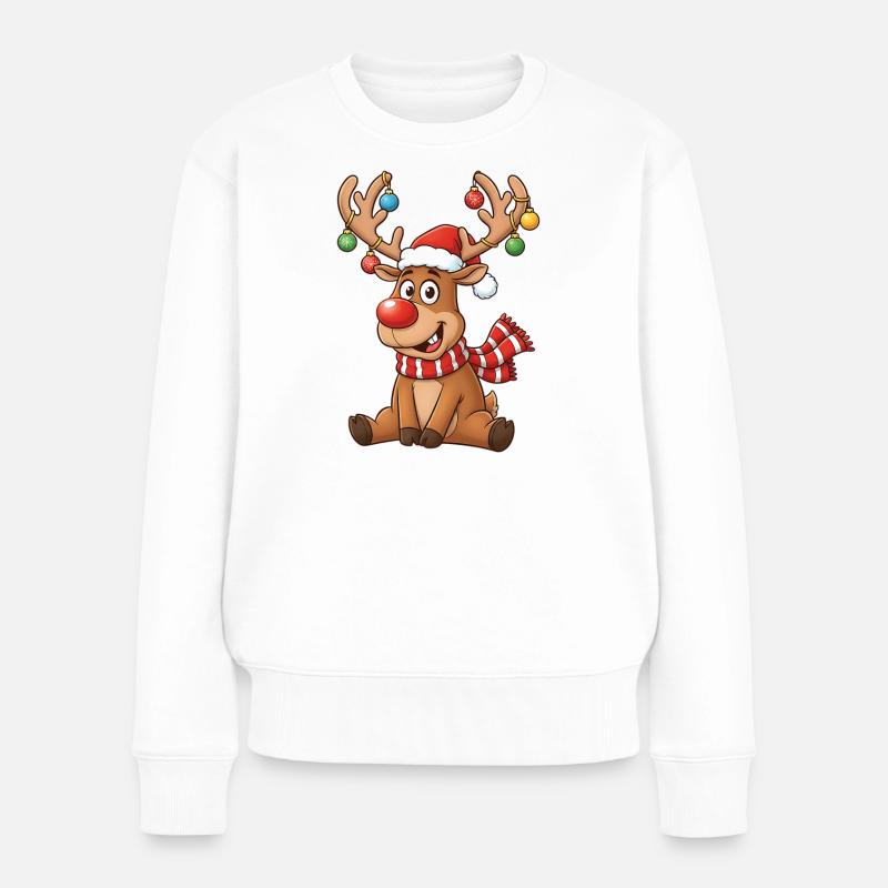 Illustration de Noël mignonne de renne - Pull Premium bio Femme - blanc
