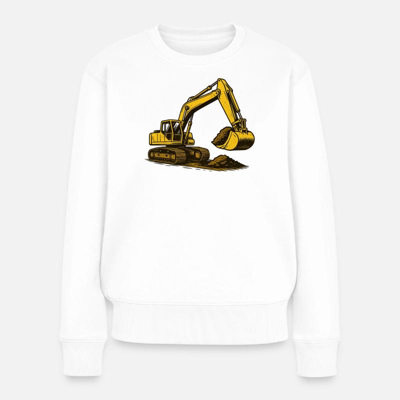 Bagger im Staub - Frauen Premium Bio Pullover - Weiß