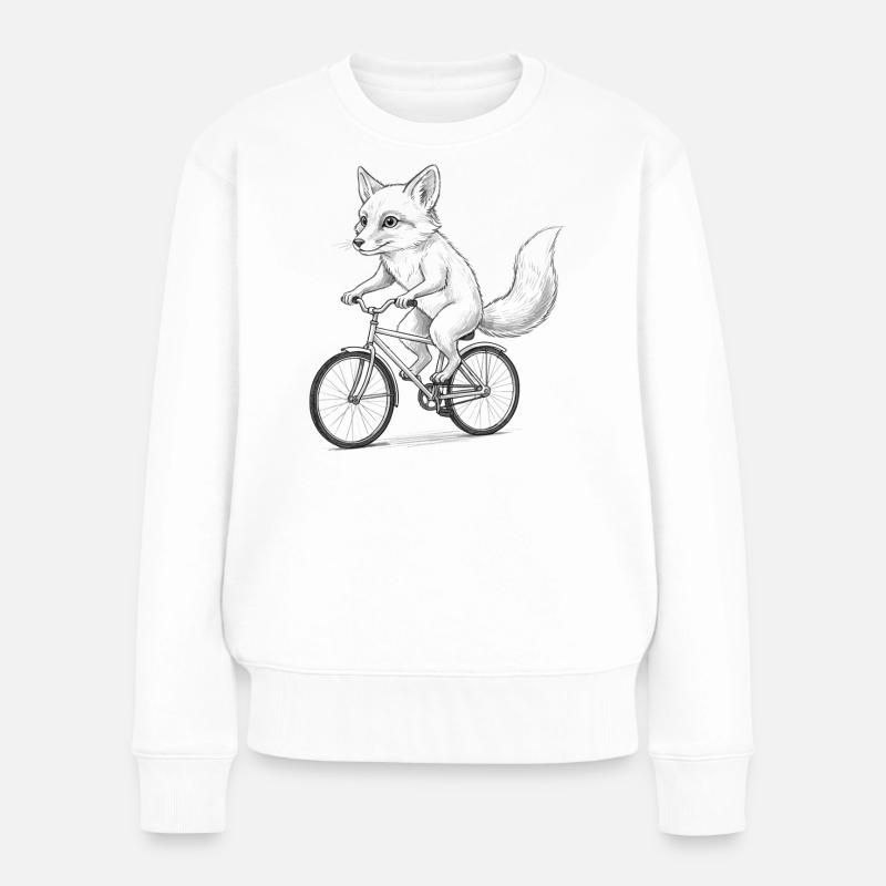 Sketch cycliste Fox à vélo - Pull Premium bio Femme - blanc