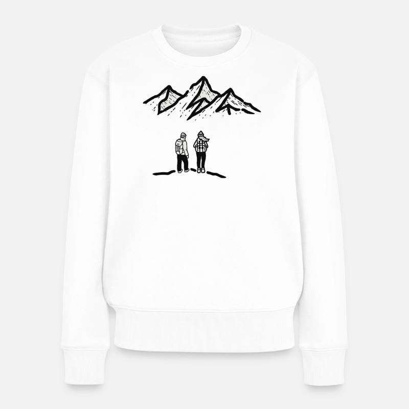 Gipfelpfad: Bergsteiger Duo - Frauen Premium Bio Pullover - Weiß