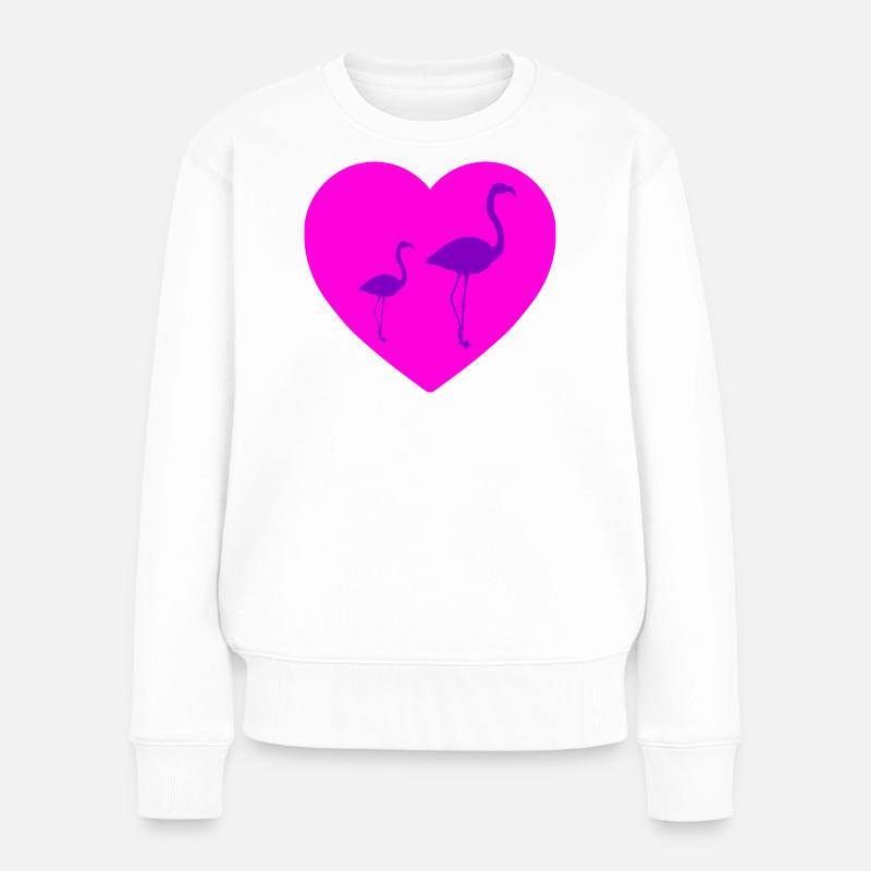 Flamingos - Frauen Premium Bio Pullover - Weiß