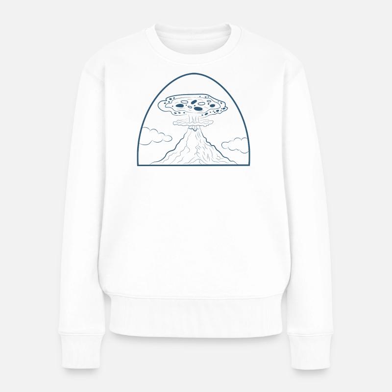 Pizza Vulcano - Frauen Premium Bio Pullover - Weiß