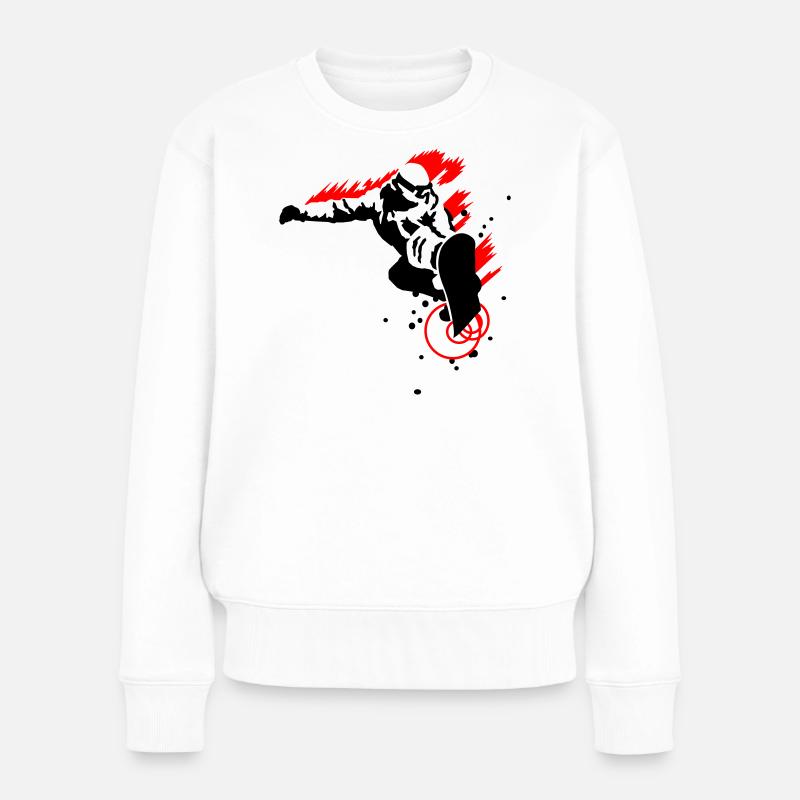 Snowboarder - Frauen Premium Bio Pullover - Weiß