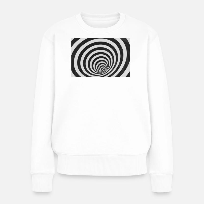 Hypnotische schwarz-weiße Spirale - Frauen Premium Bio Pullover - Weiß
