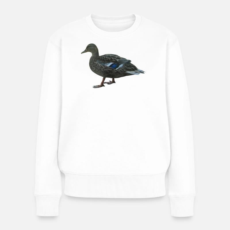 canard colvert - Pull Premium bio Femme - blanc
