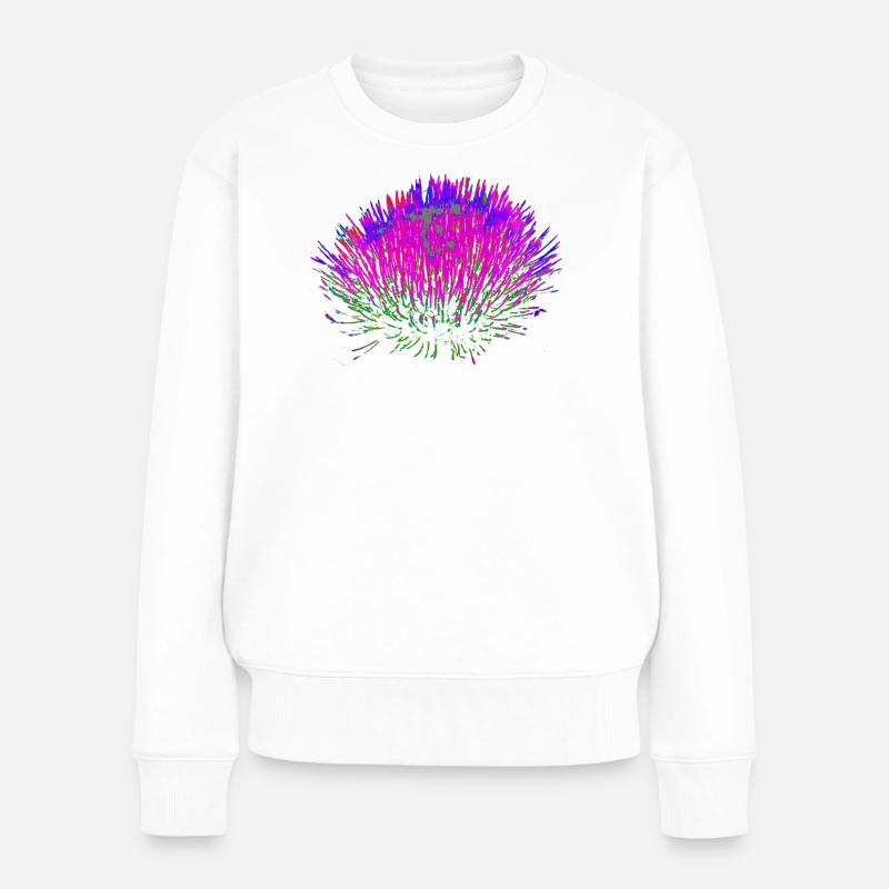 Neon-Blume– Pop-Art Design - Frauen Premium Bio Pullover - Weiß