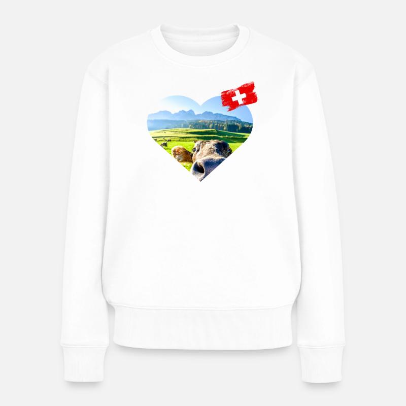 Avec amour Schweiz - Pull Premium bio Femme - blanc
