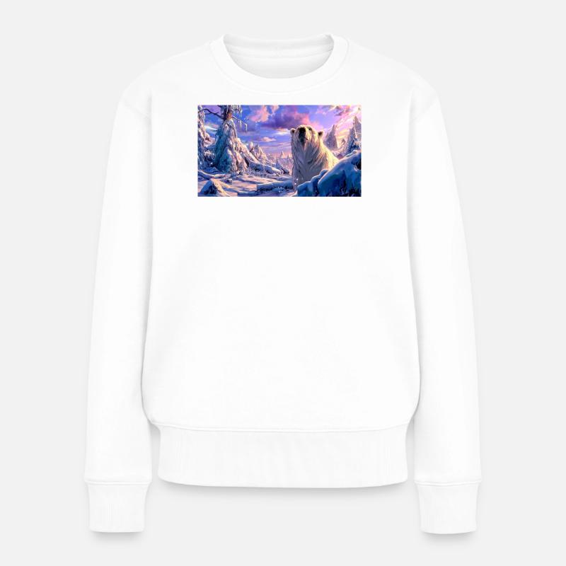Magischer Eisbär Wintertraum Fantasy Art - Frauen Premium Bio Pullover - Weiß