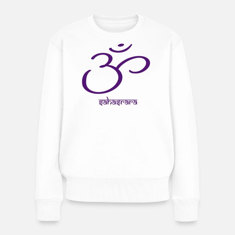 Sahasrara Krone Chakra Purpur Symbol - Frauen Premium Bio Pullover - Weiß