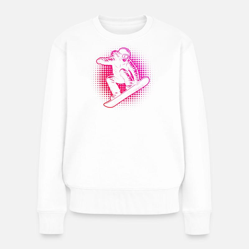 Style Halftone de snowboarder néon - Pull Premium bio Femme - blanc