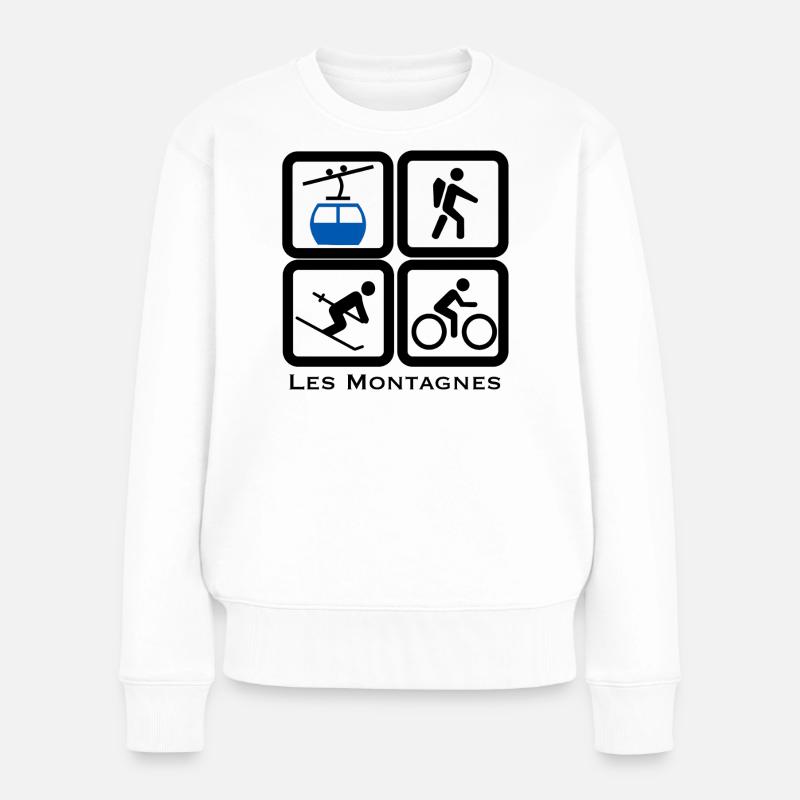 Die Berge - Frauen Premium Bio Pullover - Weiß