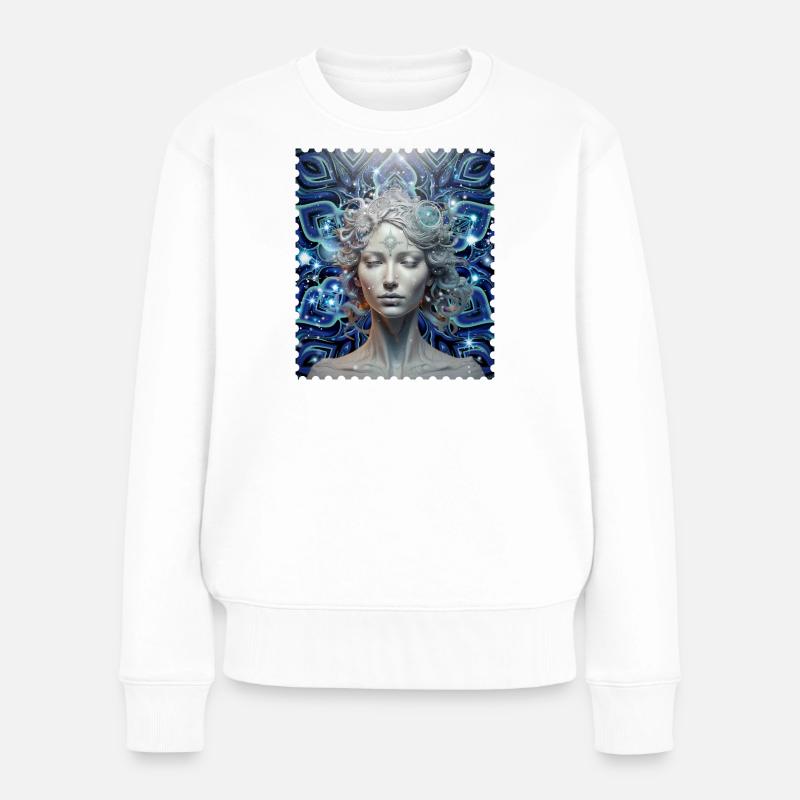 Kosmische Traumgöttin - Frauen Premium Bio Pullover - Weiß