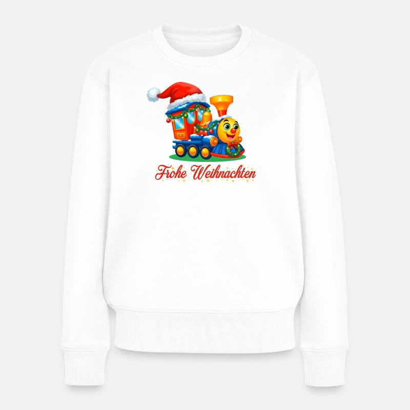 Weihnachtlicher Kinderzug – Merry Christmas Train - Frauen Premium Bio Pullover - Weiß