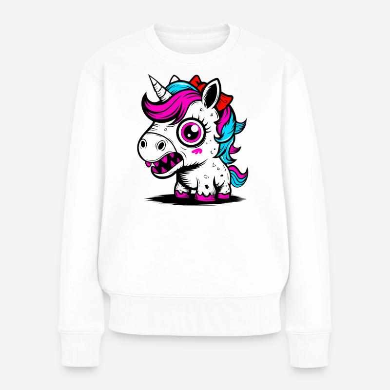 Neon Einhorn - Frauen Premium Bio Pullover - Weiß