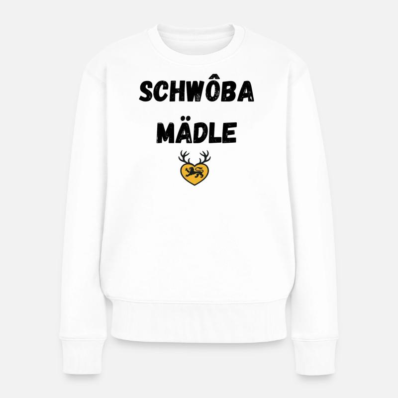 Schwoba Mädle Schwäbisch - Frauen Premium Bio Pullover - Weiß