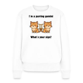 Chats Gémeaux adorables – Un signe du zodiaque plein de charme - Pull Premium bio Femme - blanc - Devant - Julia (174cm)