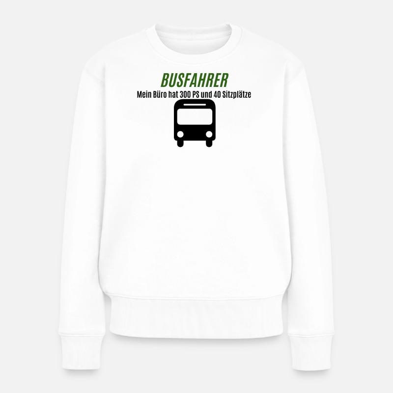Busfahrer Grünes Logo Shirt - Frauen Premium Bio Pullover - Weiß