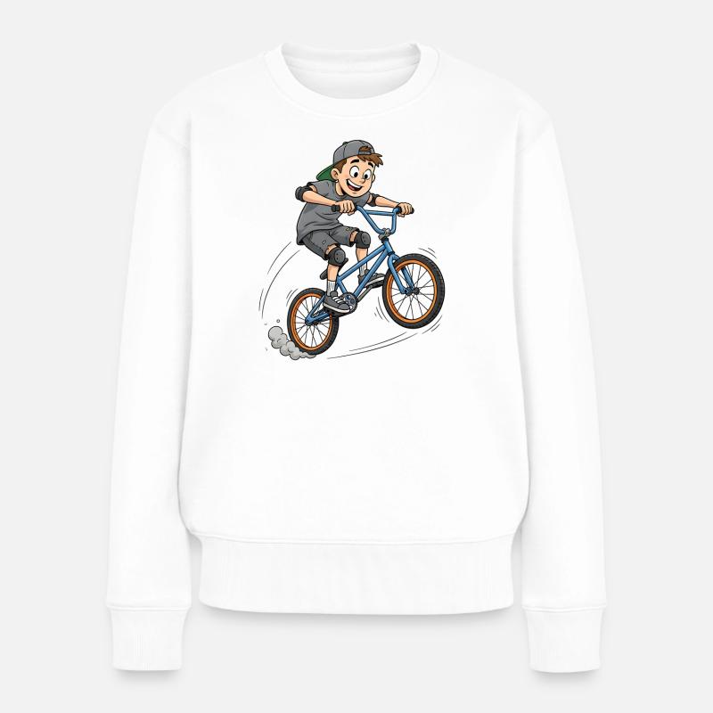 👉 Saut de garçon BMX cool – Art de style urbain - Pull Premium bio Femme - blanc