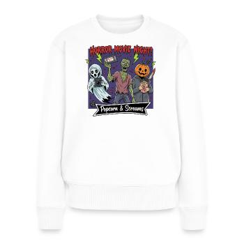 Horror Movie Night: Popcorn & Screams - Women's Premium Organic Jumper - white - Front - Julia (174cm)