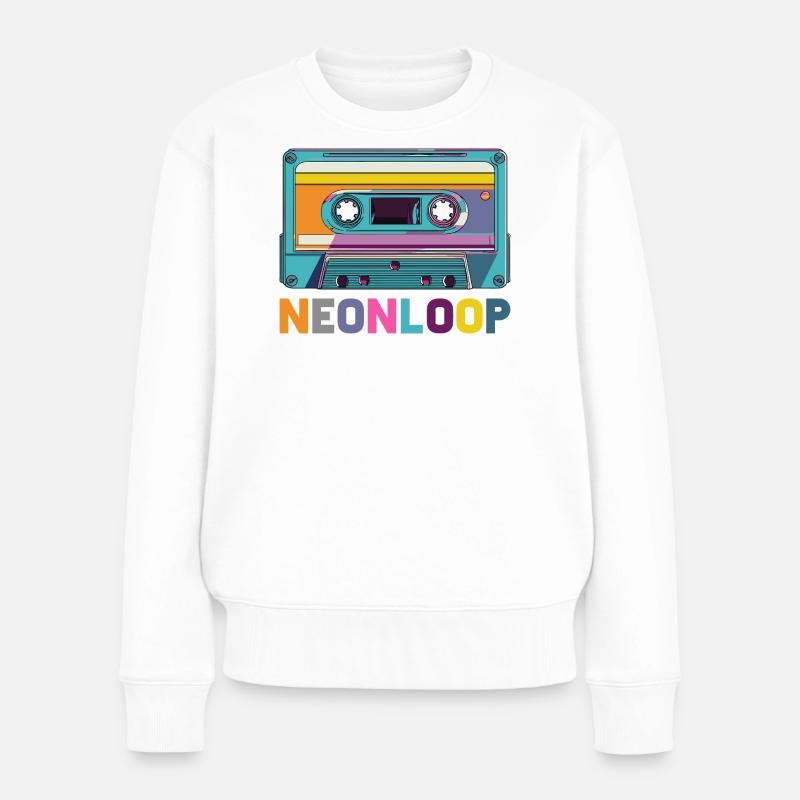 Neon Loop Cassette Design - Women's Premium Organic Jumper - white
