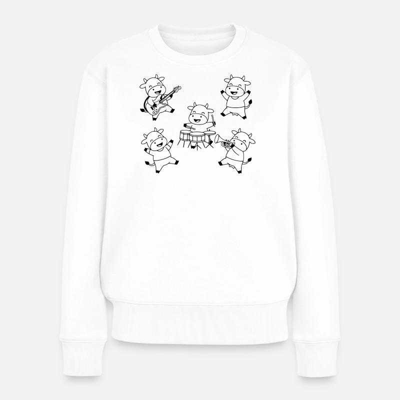 Süße Kuh Band Musik Party Comic - Frauen Premium Bio Pullover - Weiß