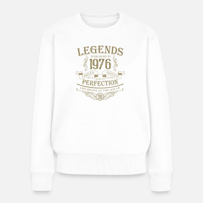 50 Geburtstag Legenden Vintage 1976 Perfektion  - Frauen Premium Bio Pullover - Weiß