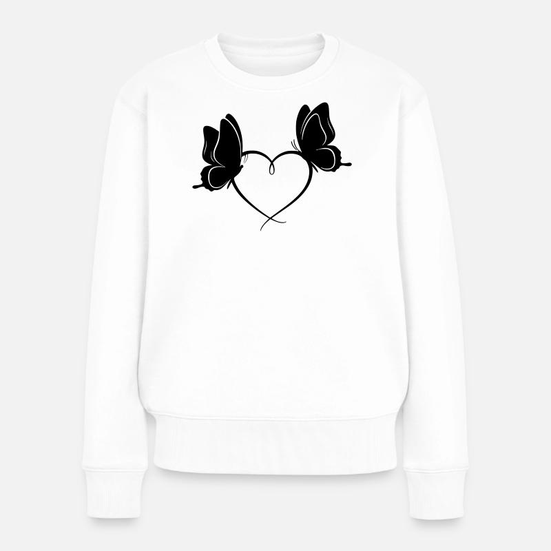 Schmetterlinge Herz – Liebe & Freiheit Design - Frauen Premium Bio Pullover - Weiß