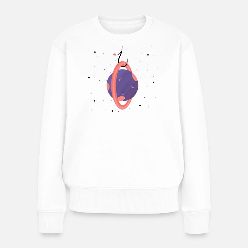 Planet am Haken (1/3) - Frauen Premium Bio Pullover - Weiß