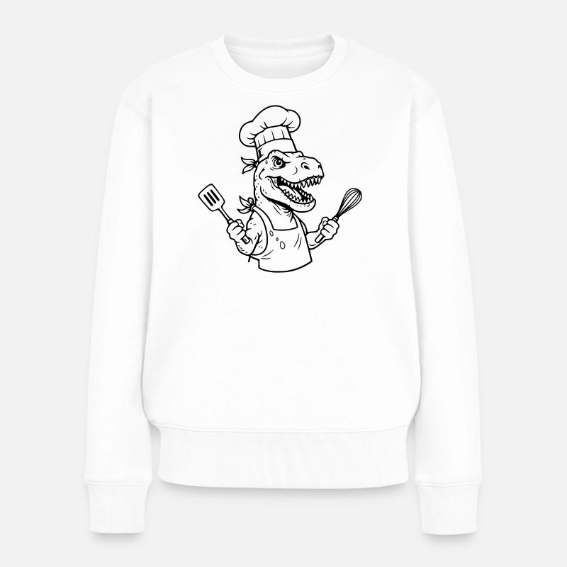 T-rex Cook - Frauen Premium Bio Pullover - Weiß