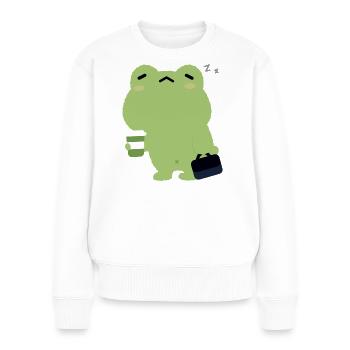 Tired Frog with Coffee and Briefcase - Women's Premium Organic Jumper - white - Front - Julia (174cm)