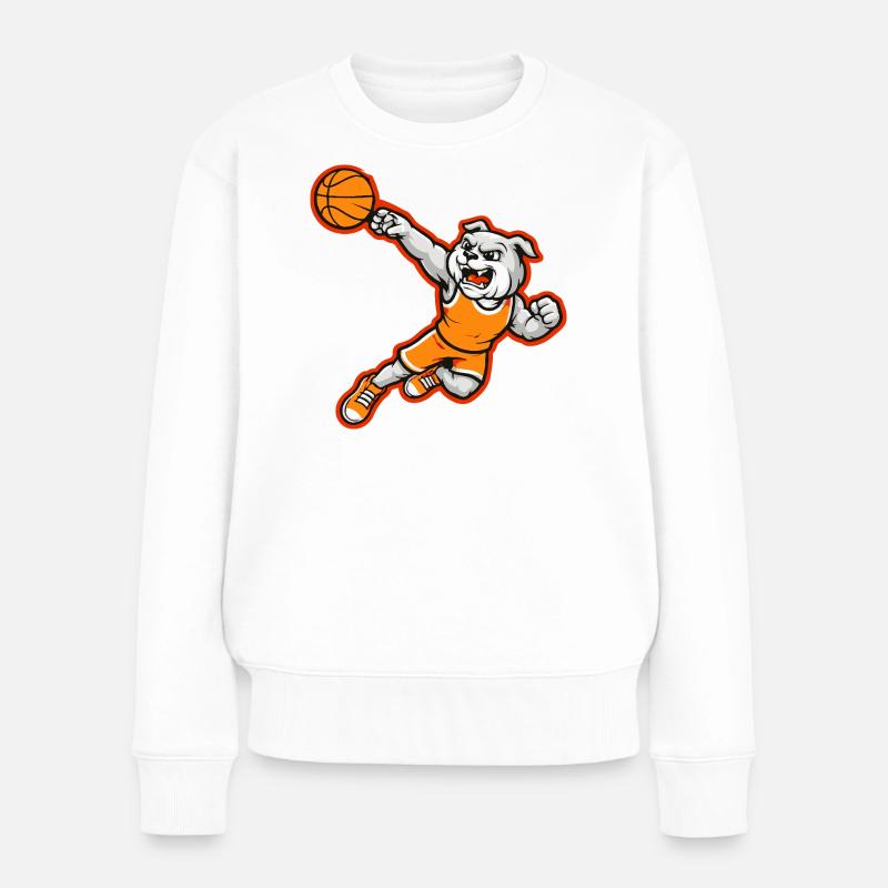 Bulldog Basketball Dunk Maskottchen - Frauen Premium Bio Pullover - Weiß