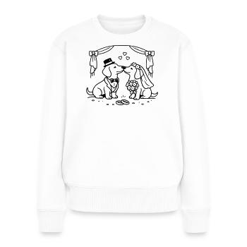 dackel hochzeit line art - Frauen Premium Bio Pullover - Weiß - Vorne - Julia (174cm)