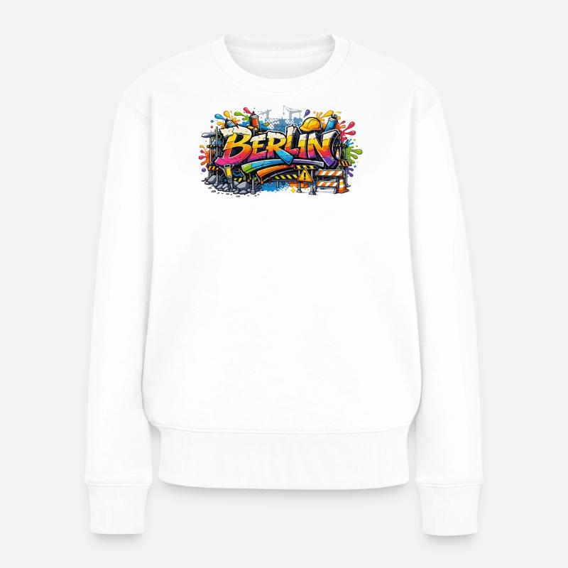 Berlin Graffiti Baustellen Style mit Farbeffekten - Frauen Premium Bio Pullover - Weiß