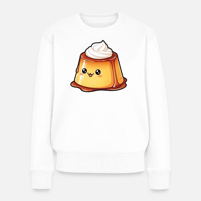 Kawaii Karamellpudding - Frauen Premium Bio Pullover - Weiß