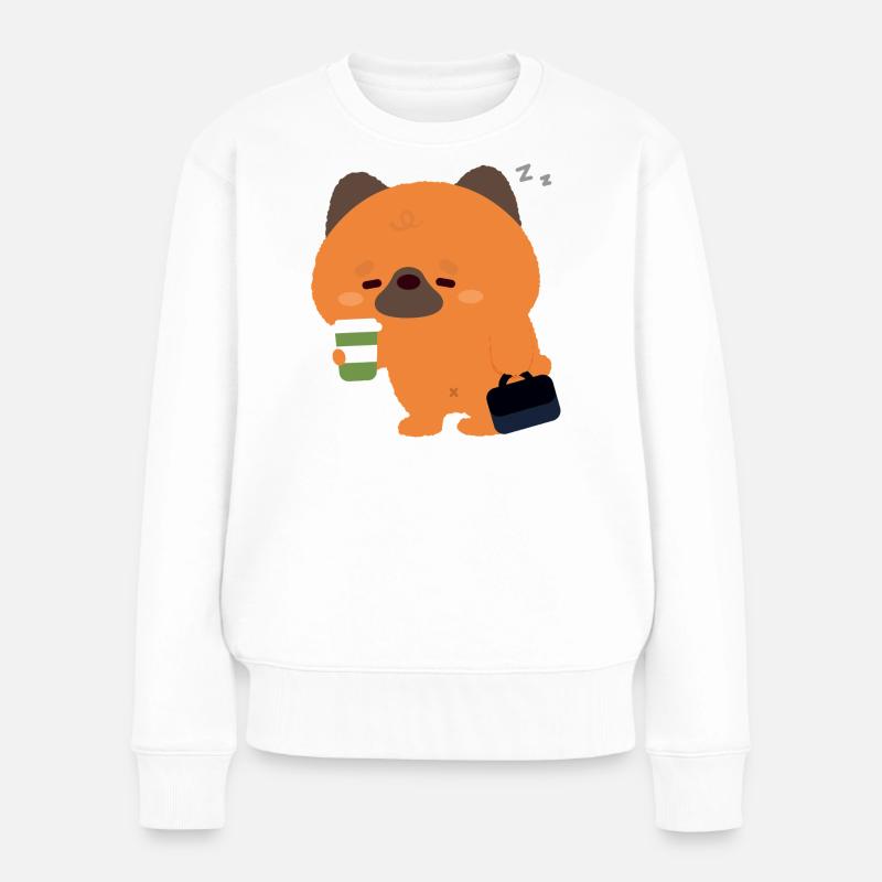 Schläfriger Deutscher Schäferhund-Kaffee - Frauen Premium Bio Pullover - Weiß