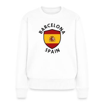 Bouclier de Barcelone dans un drapeau coloré - Pull Premium bio Femme - blanc - Devant - Julia (174cm)