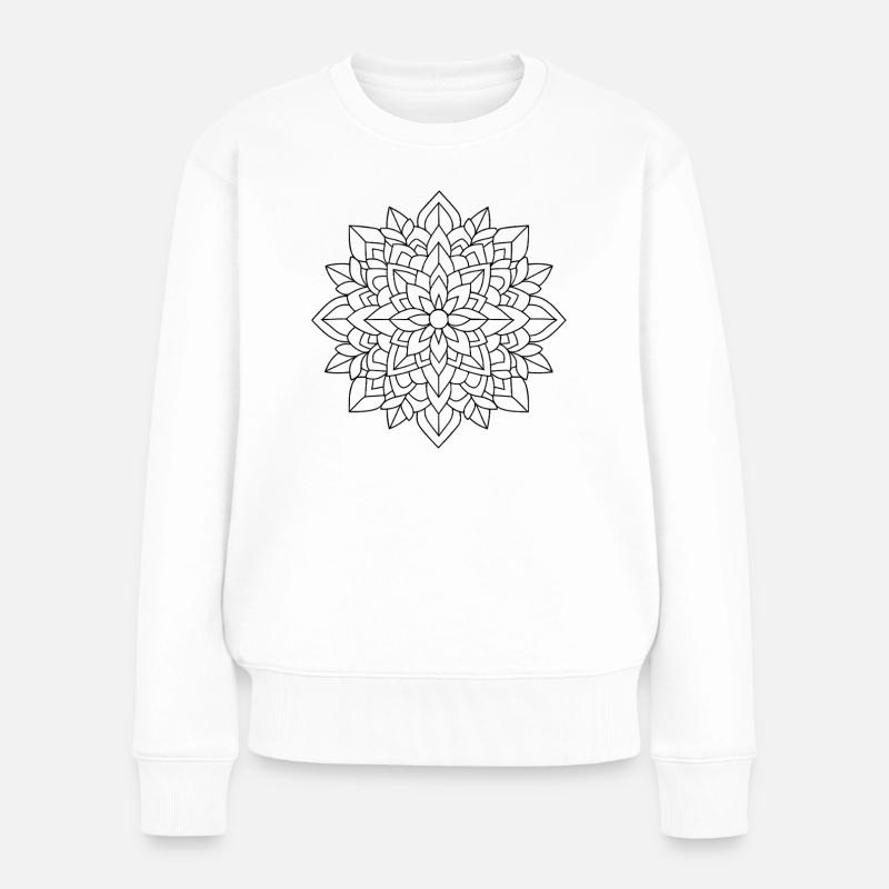 Florales Mandala - Frauen Premium Bio Pullover - Weiß