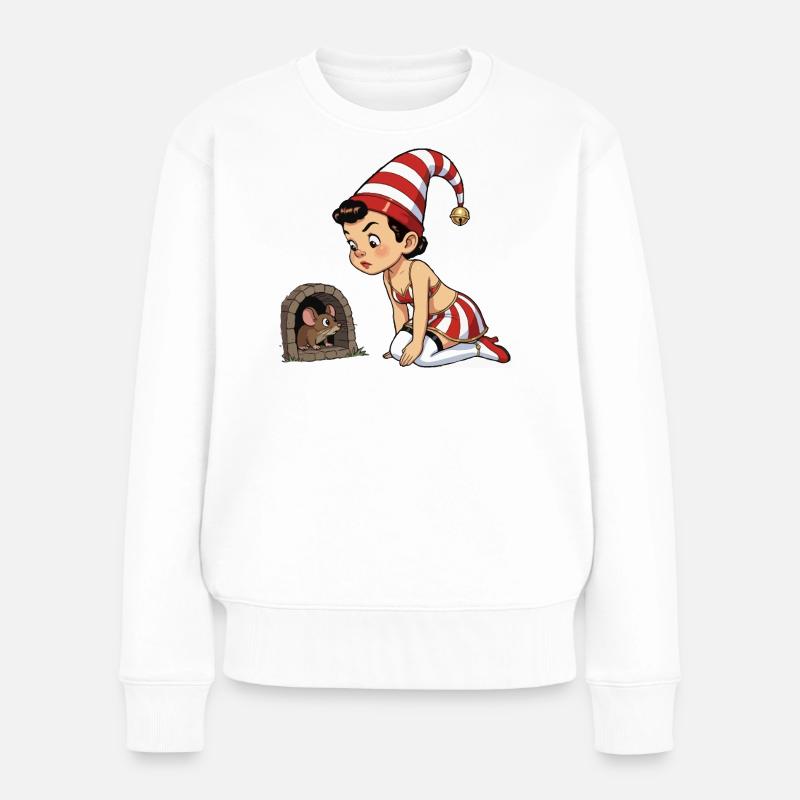 Fille lutin au trou de souris - Pull Premium bio Femme - blanc