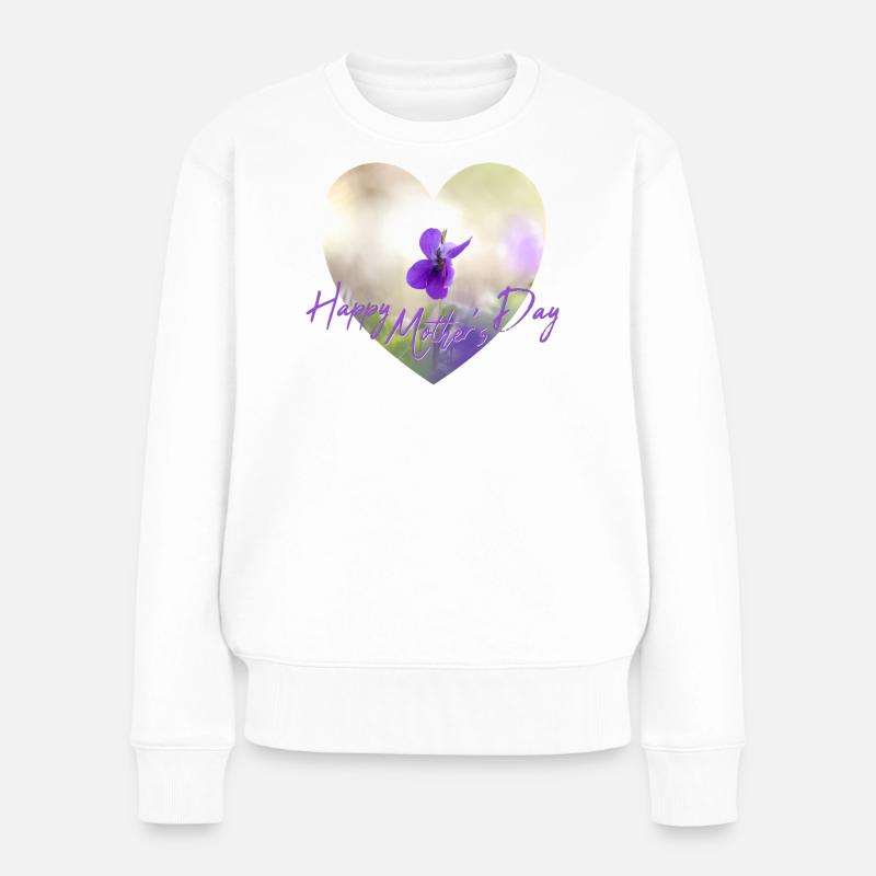 Fleurs en cœur Design de la fête des mères Fleur violette Fleur pourpre - Pull Premium bio Femme - blanc