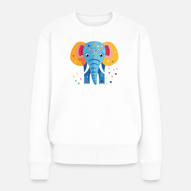 Bunter Elefantenkonfetti - Frauen Premium Bio Pullover - Weiß