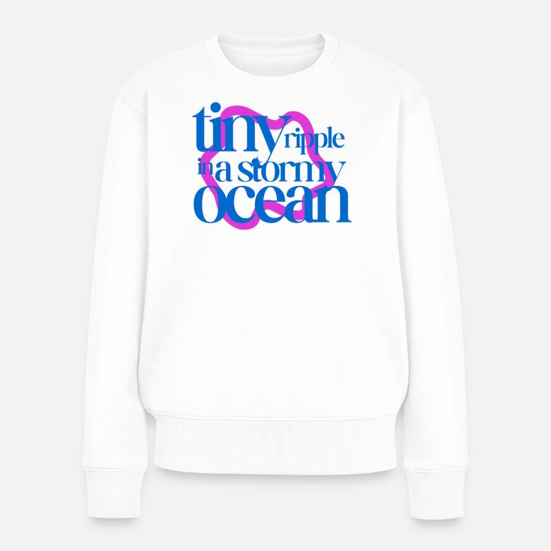 Une petite ondulation dans un océan orageux (fond rose) - Pull Premium bio Femme - blanc