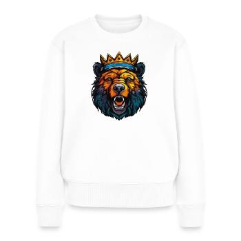 Roi Couronne de l’Ours Royal - Pull Premium bio Femme - blanc - Devant - Julia (174cm)