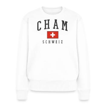 Cham Schweiz Flaggenstil - Frauen Premium Bio Pullover - Weiß - Vorne - Julia (174cm)