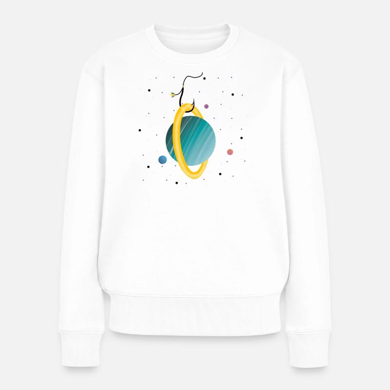 Planet am Haken (2/3) - Frauen Premium Bio Pullover - Weiß