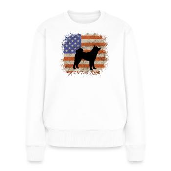 American Akita Silhouette – Kräftige Hunderasse-Grafik - Frauen Premium Bio Pullover - Weiß - Vorne - Julia (174cm)