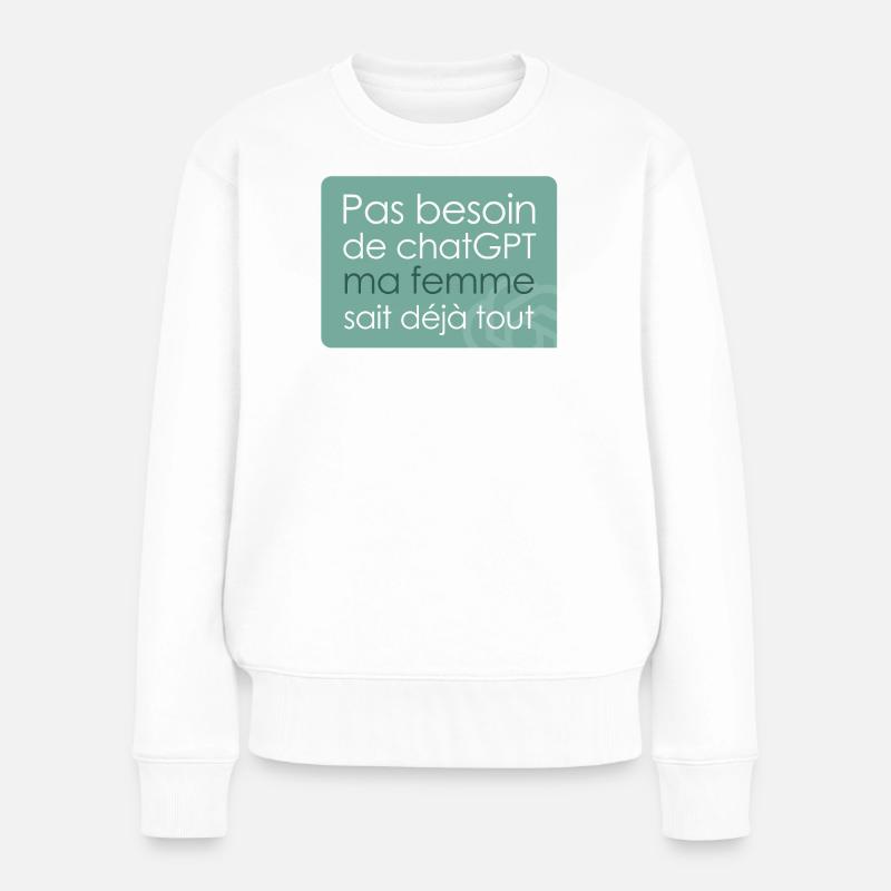 Humoristin und ChatGPT - Frauen Premium Bio Pullover - Weiß