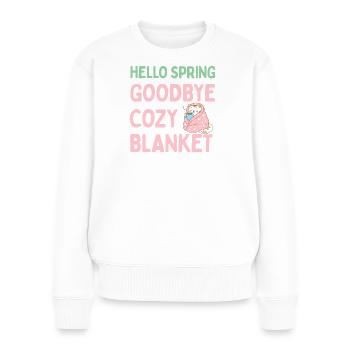 Bonjour printemps, adieu couverture chaude - Pull Premium bio Femme - blanc - Devant - Julia (174cm)
