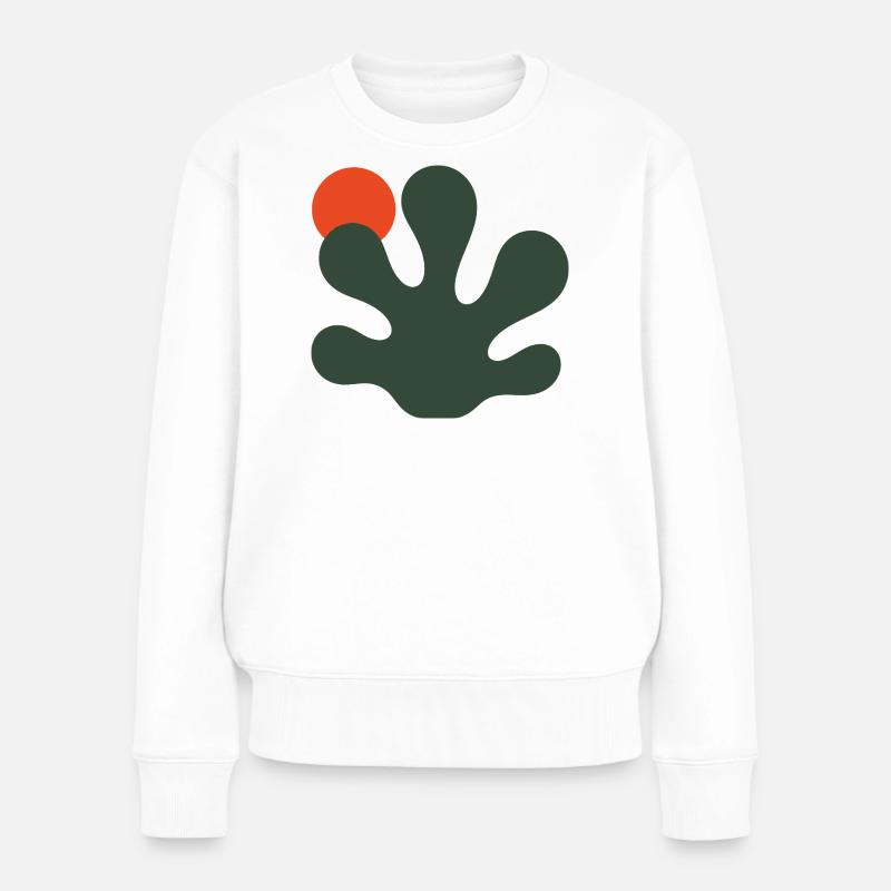 Abstrakter grüner Splash mit orangefarbenem Akzent - Frauen Premium Bio Pullover - Weiß