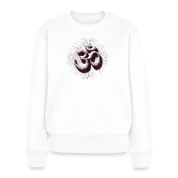 Vintage Om Symbol Gravur Style Braun - Frauen Premium Bio Pullover - Weiß - Vorne - Julia (174cm)